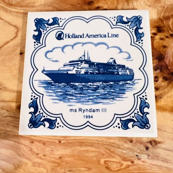 Holland America Line Cruiseline Ms Ryndam III 1994 Ceramic Coaster - Picture 2 of 6